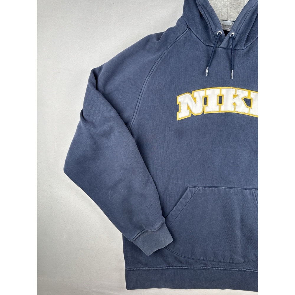 Vintage Y2K Nike Hoodie Center Spell Out Navy Pullover Silver Tag XL - Picture 5 of 15